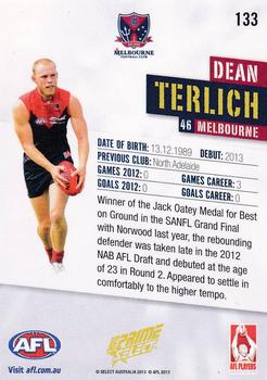 2013 Select Prime AFL #133 Dean Terlich Back